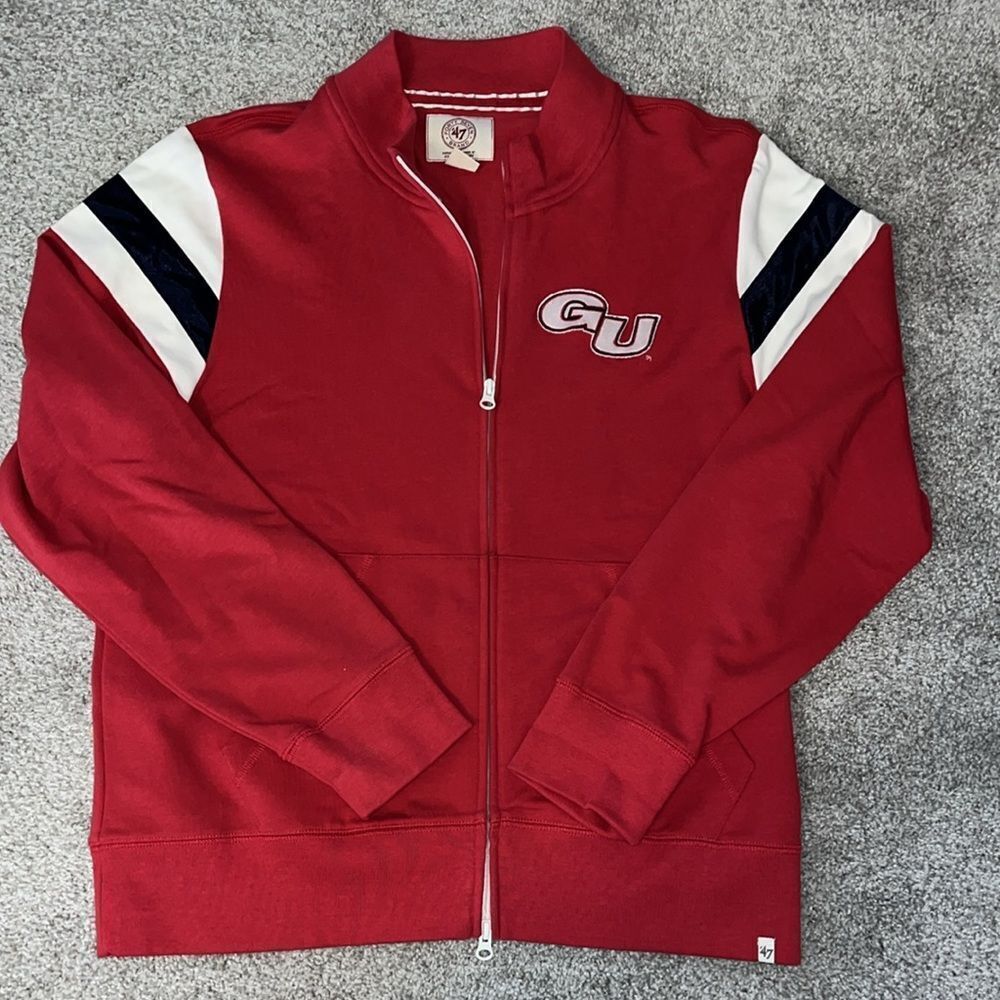 47 GU Gonzaga Bulldogs Full Zipper Track Jacket Team NCAA Red White Blue Large
